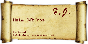 Heim János névjegykártya