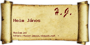 Heim János névjegykártya